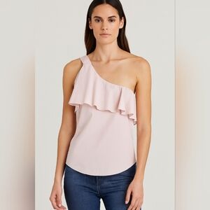 Alice + Olivia X Stacey Bendet One Sleeve Ruffle Blouse Xs blush new cotton
